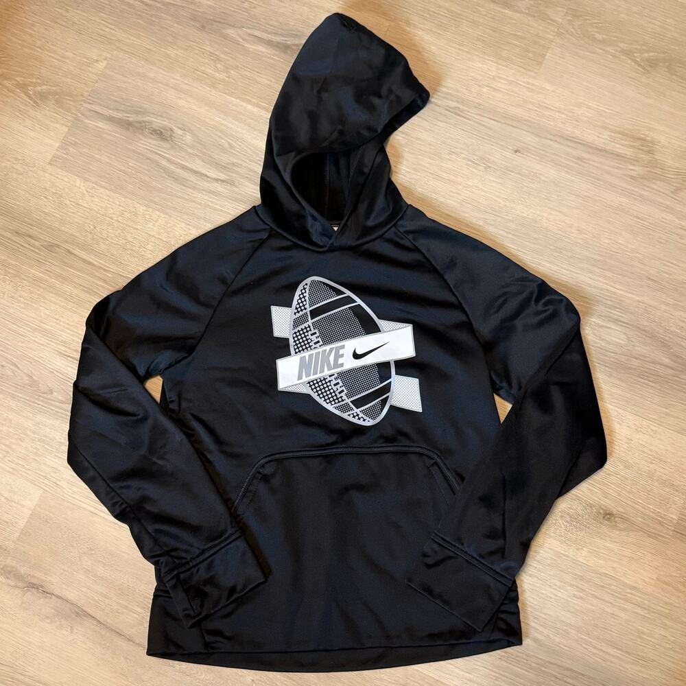 Nike Therma-FIT Hoodie Youth Medium Black Sports Graphic Pullover NWOT